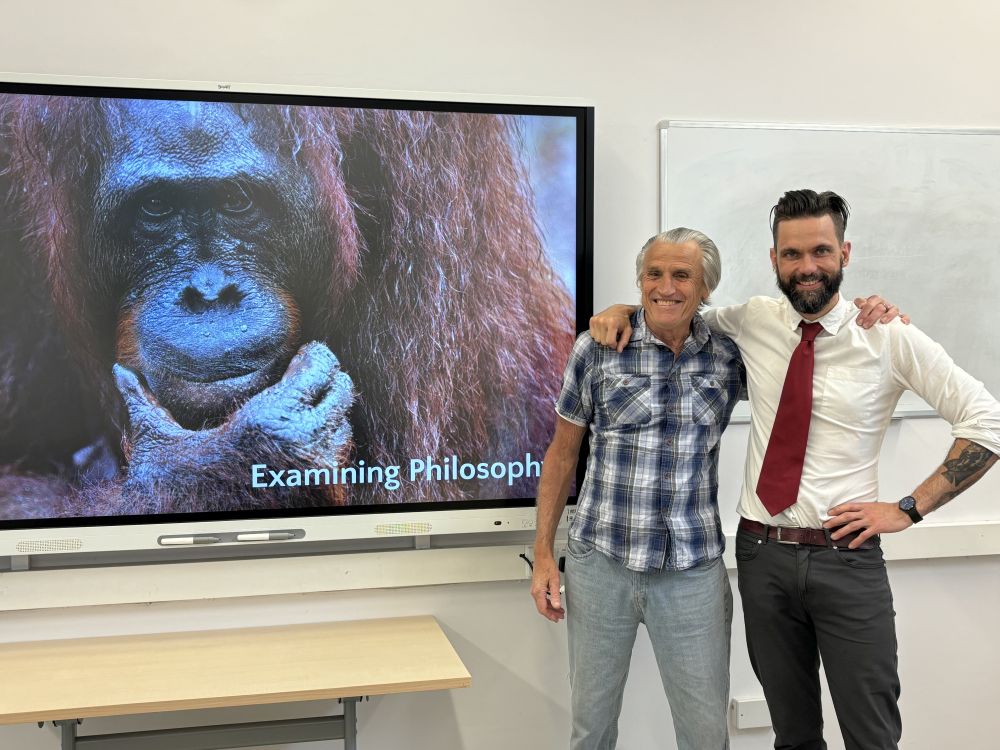 AHED Philosophy tutor, Chris Higginson, pictured with Philosophy student Bob Lakin